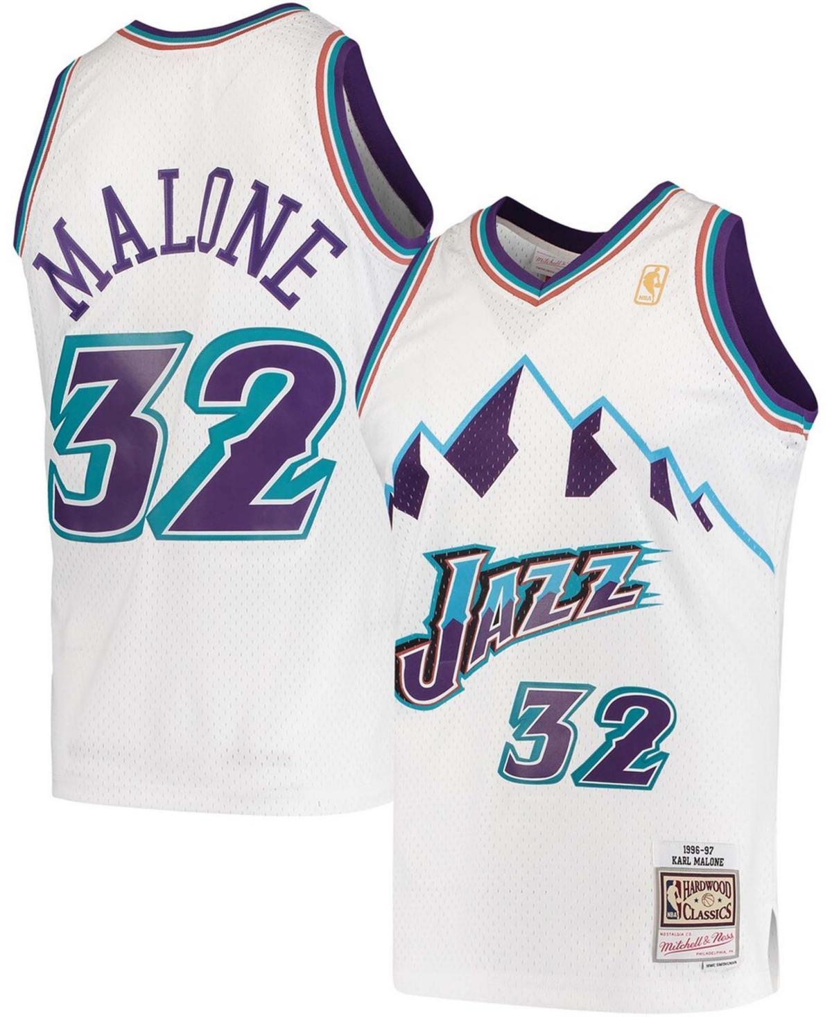 Mens Mitchell & Ness Karl Malone White Utah Jazz Hardwood Classics 1996-97 Swingman Jersey Product Image