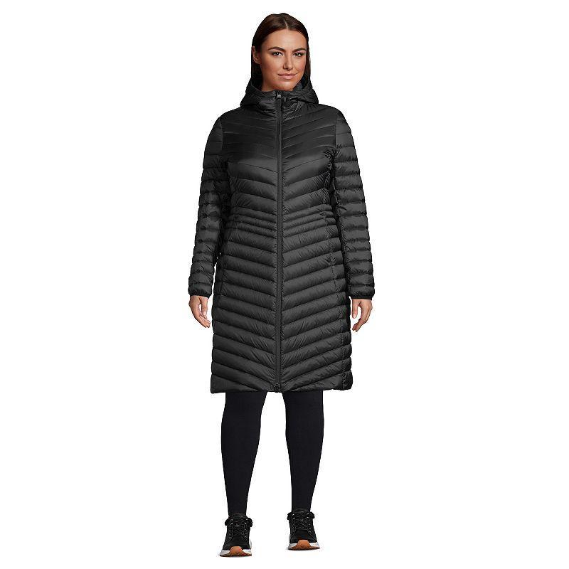 Plus Size Lands End Wanderweight Ultralight Packable Long Down Coat, Womens Product Image
