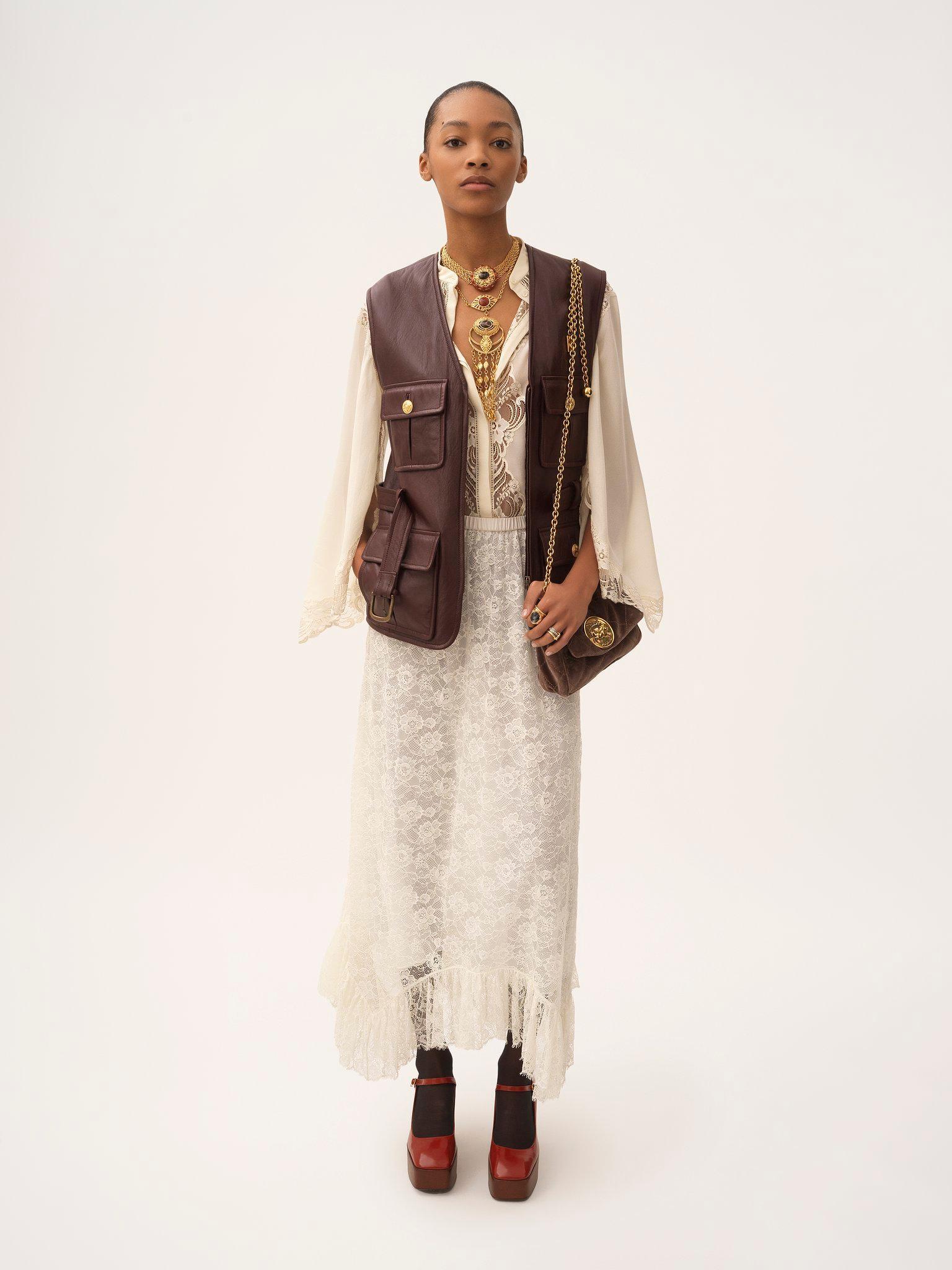 Utilitarian vest in leather Product Image