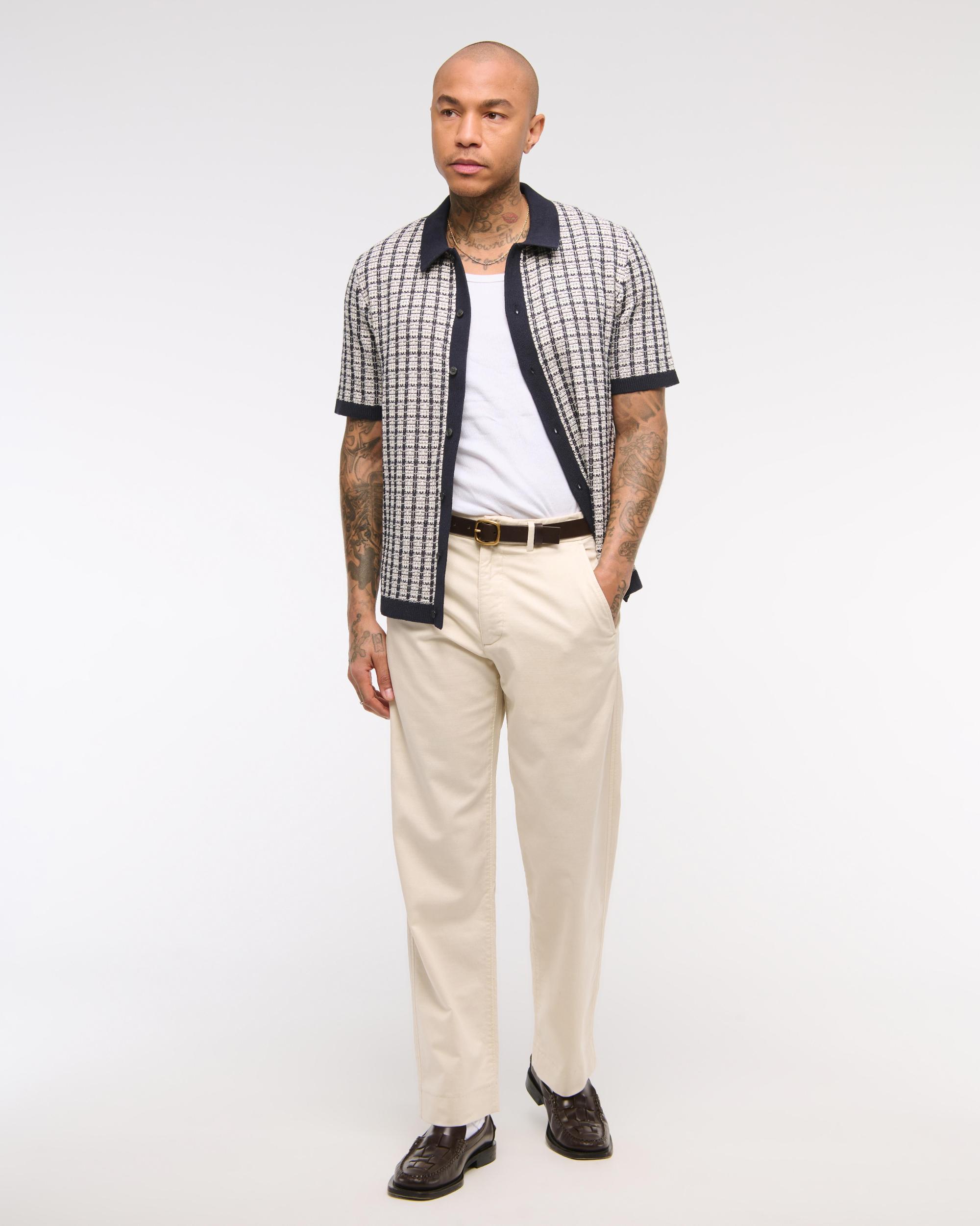 Contrasted Stitch Button-Through Sweater Polo Product Image