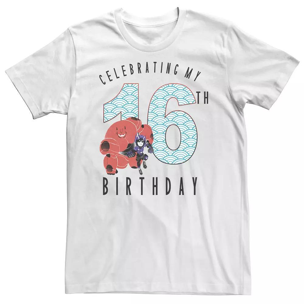 Big & Tall Disney Big Hero 6 Baymax Hiro 16th Birthday Tee, Men's, Size: 4XL, White Product Image