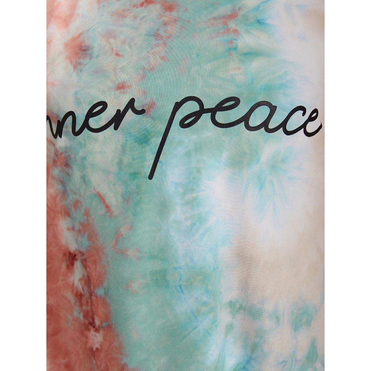 Plus Size Letter Print Pocket Tie Dye Cuffed Sleeve Dress Multicolor Women Casual Printed Curvy Midi Dress BloomChic 30/6X Product Image