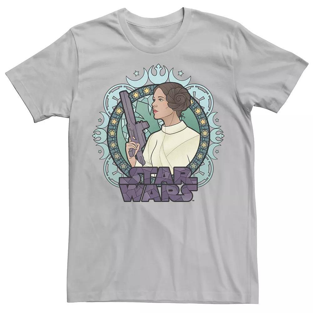 Men's Star Wars Princess Leia Stained Glass Profile Graphic Tee, Size: Small, Silver Product Image