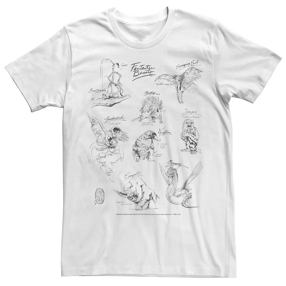 Mens Harry Potter Fantastic Beasts Animal Sketch Collage Graphic Tee Product Image