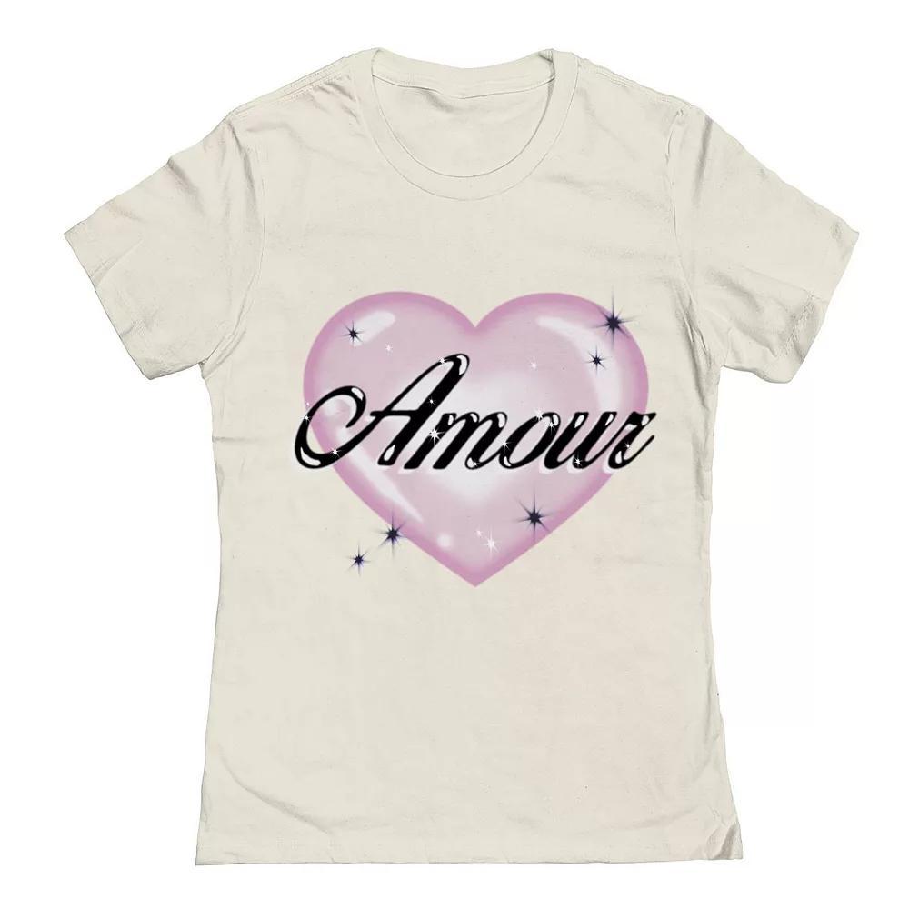 Juniors Airbrush Heart Valentines Day Graphic Tee, Womens Product Image