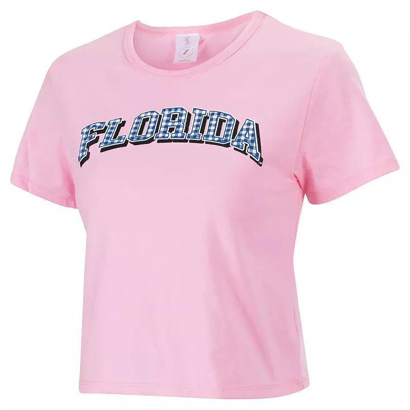 Women's ZooZatz Pink Florida Gators Gingham Logo Cropped T-Shirt, Size: XS Product Image