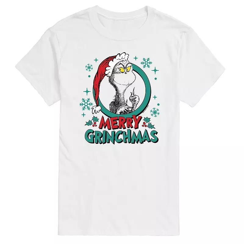 Mens Dr. Seuss The Grinch Merry Grinchmas Circle Graphic Tee Product Image