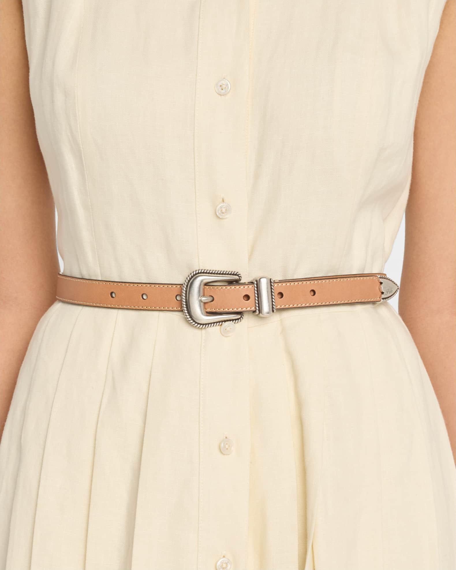 Grain Vachetta Leather Skinny Belt Product Image