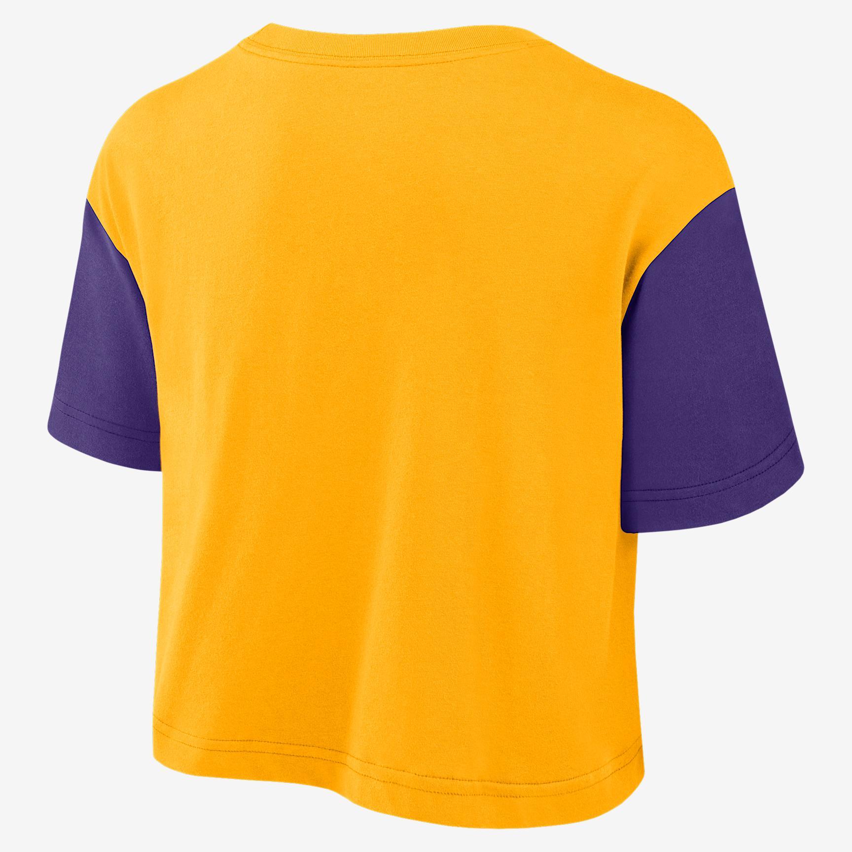 LSU Script Nike Women's Dri-FIT College Cropped T-Shirt Product Image