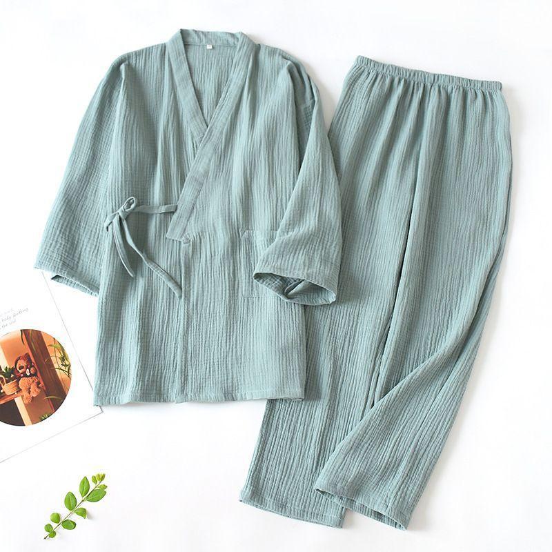 Pajama Set: Kimono Top + Pants Product Image