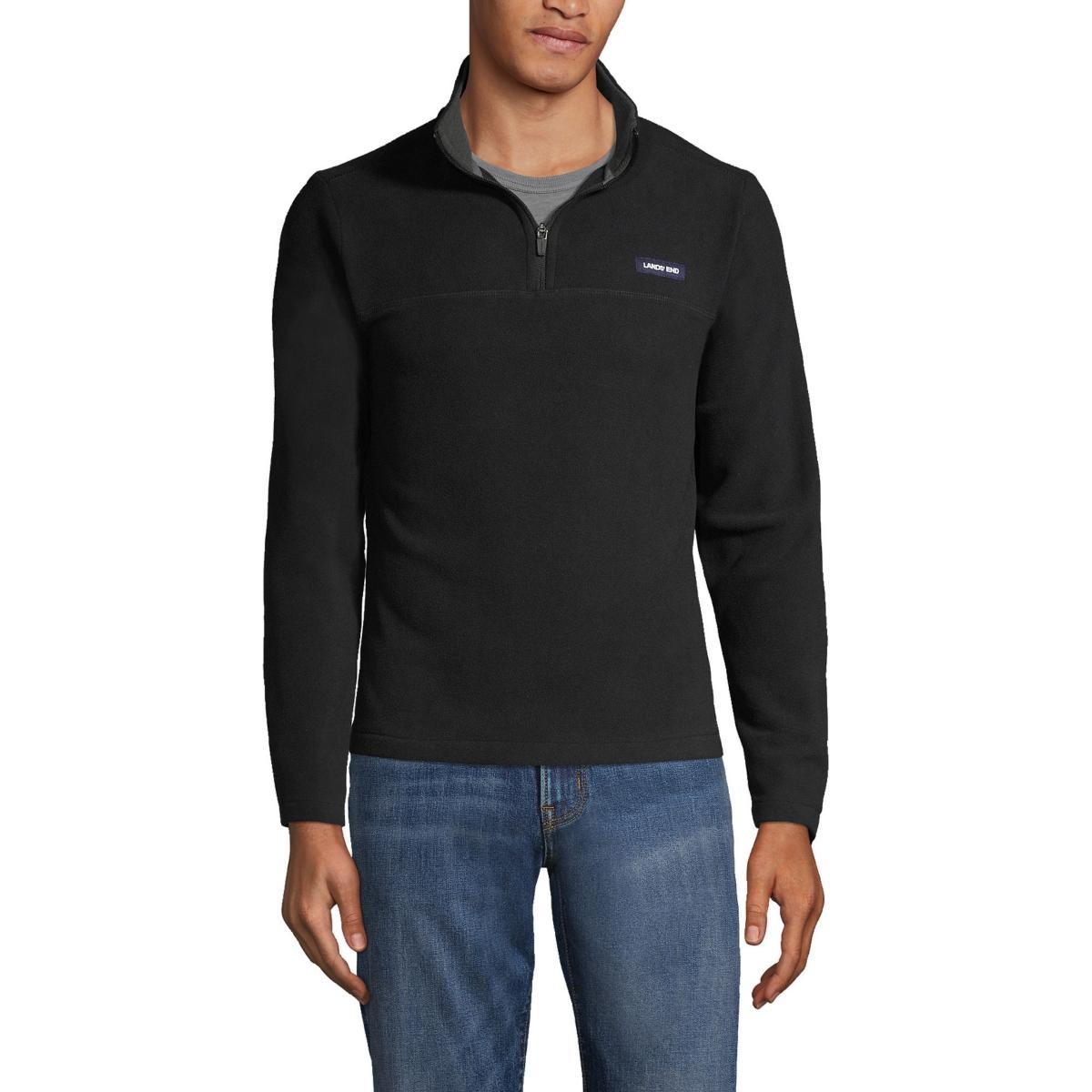 Big & Tall Lands End Fleece Quarter-Zip Pullover, Mens Dark Grey Heather Product Image