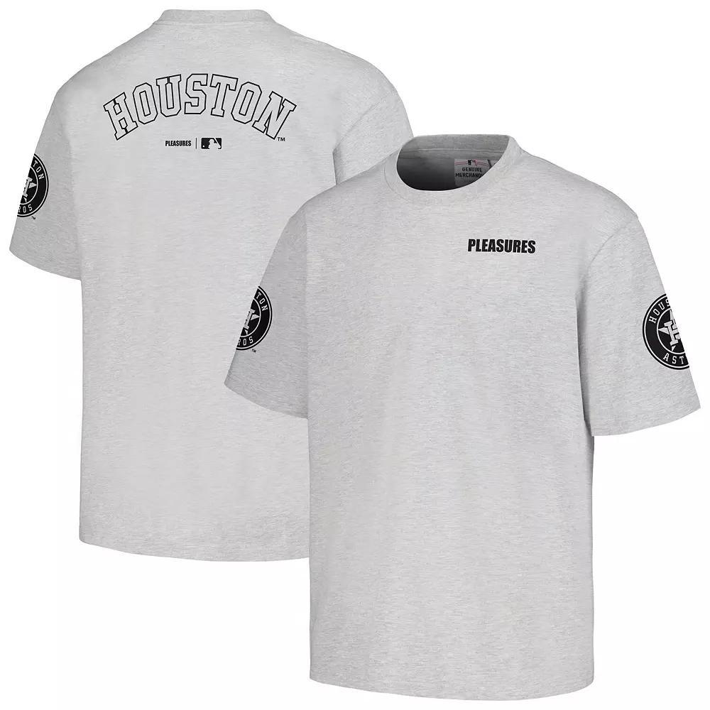 Men's PLEASURES  Gray Houston Astros Team T-Shirt, Size: Small, Grey Product Image