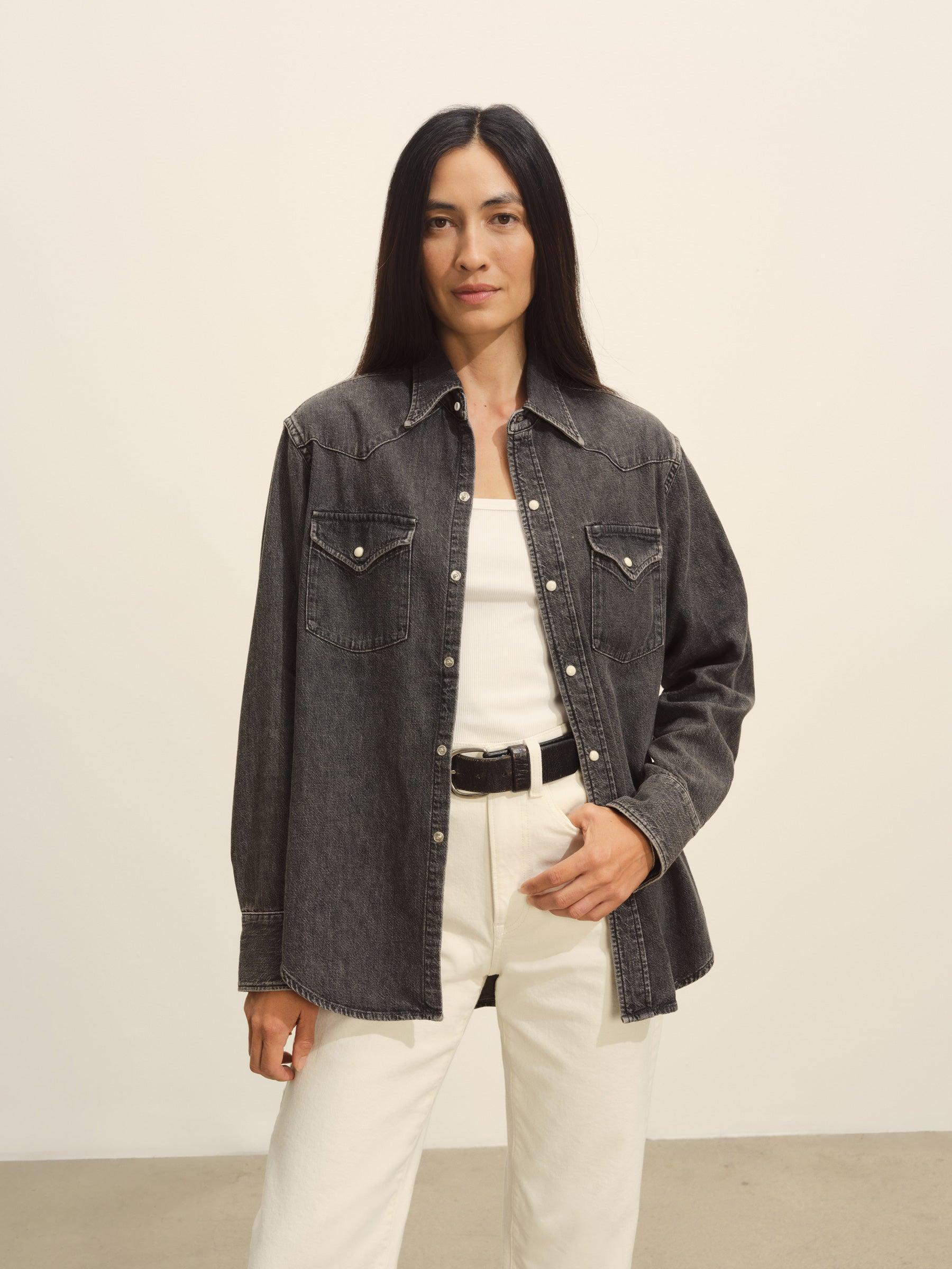 B005 Nep Denim Western Shirt Product Image