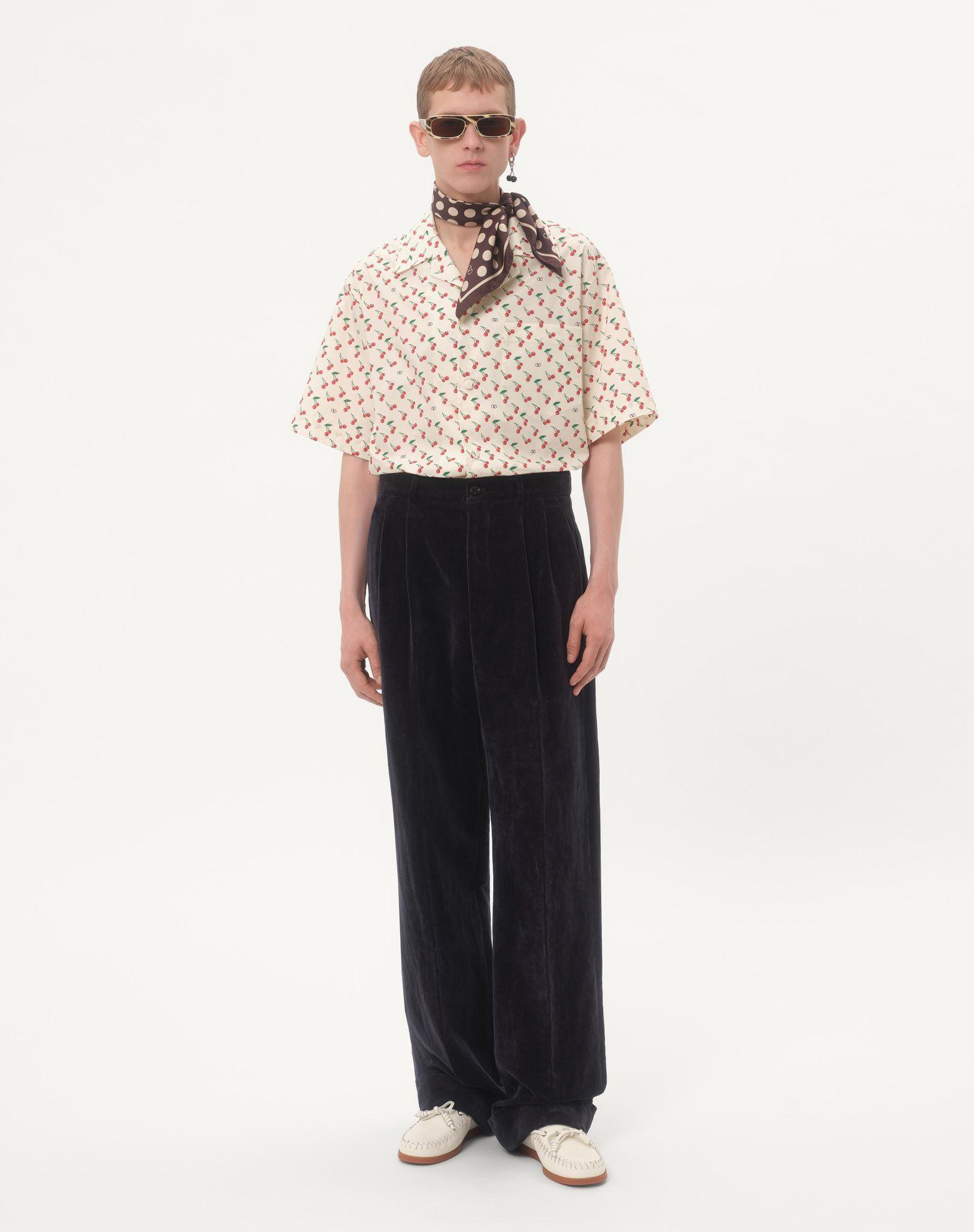 Cotton Poplin Bowling Shirt With Cherryfic Print Product Image
