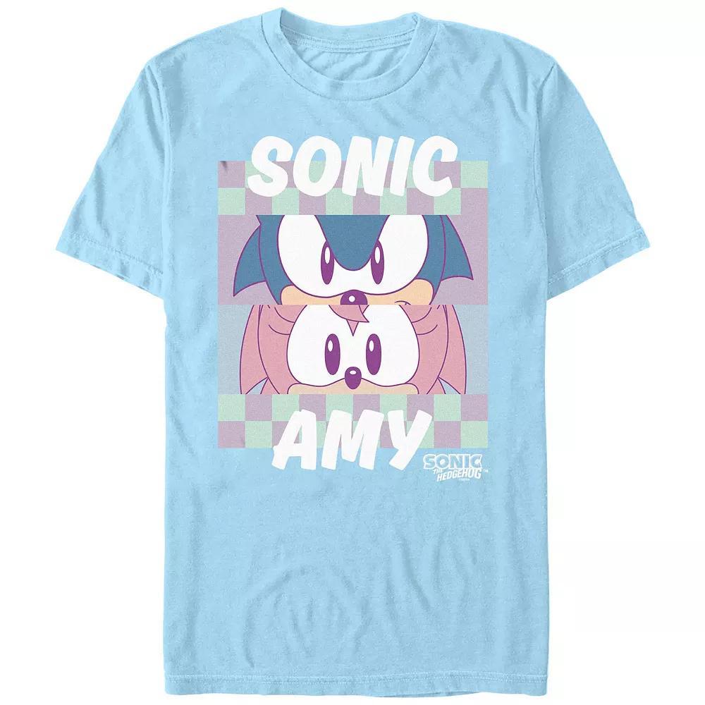 Men's Sonic The Hedgehog Sonic And Amy Eyes Graphic Tee, Size: Medium, Light Blue Product Image
