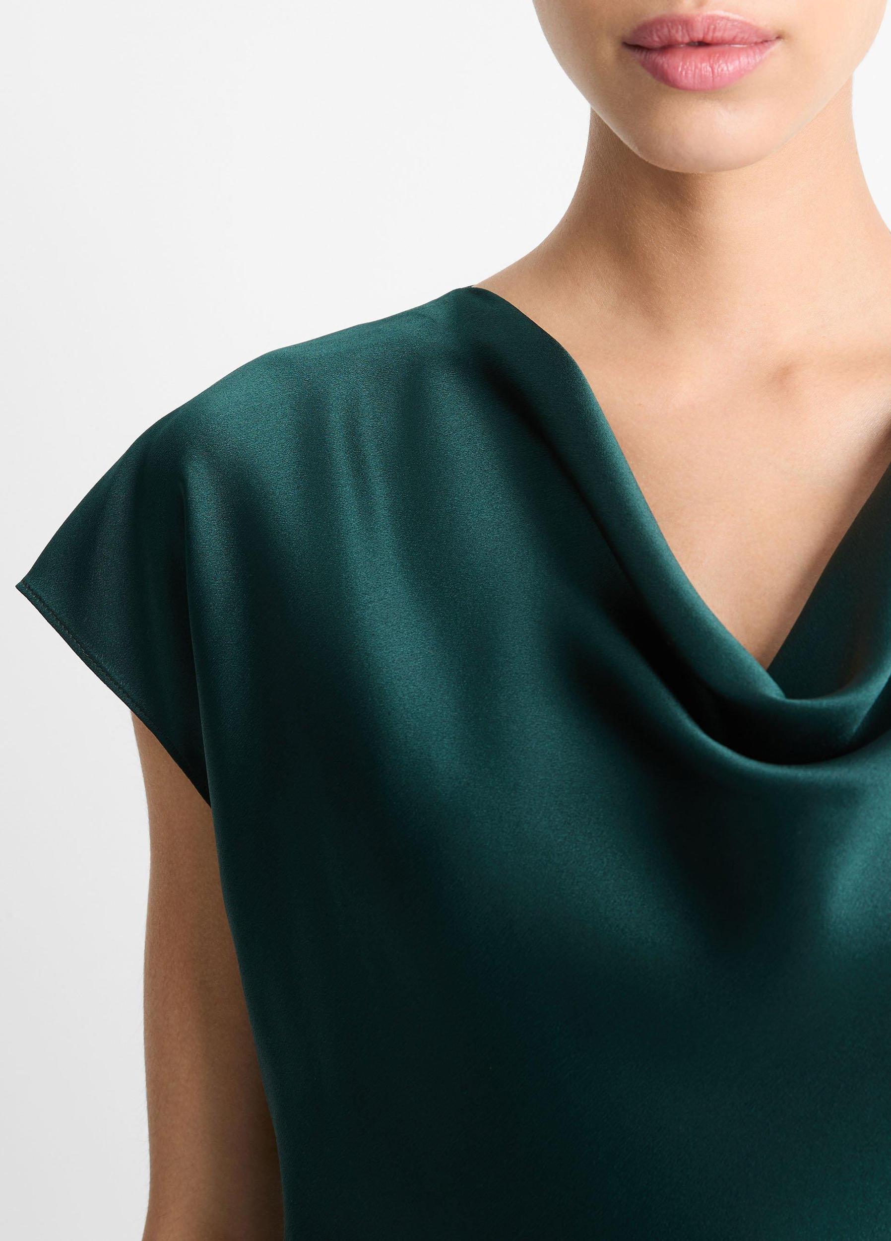 Womens Silk Cowl-Neck Blouse, Off White, Size XL Vince Product Image