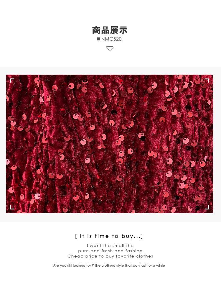 Velvet Sequined Sleeveless V-Neck Maxi Dress Product Image