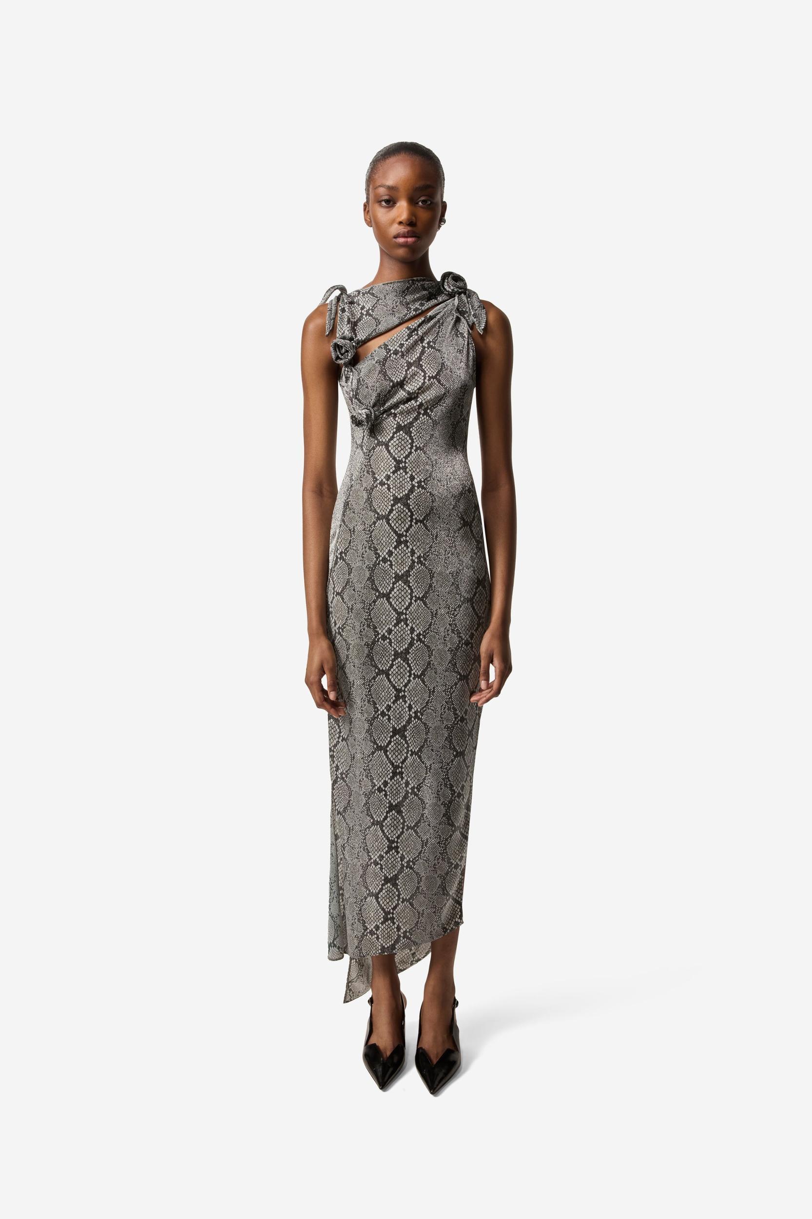 Snake Print Asymmetric Flower Gown Product Image
