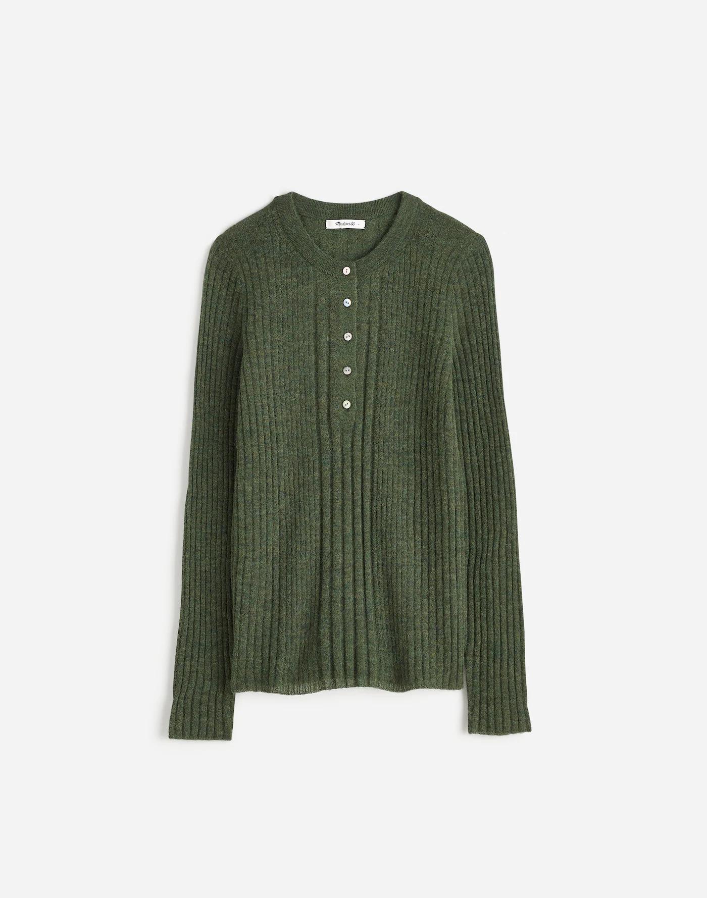 Alpaca-Blend Henley Sweater Product Image