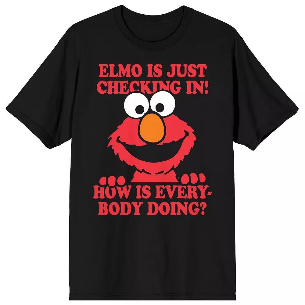 Men's Sesame Street Elmo Is Just Checking In Tee, Size: Medium, Black Product Image