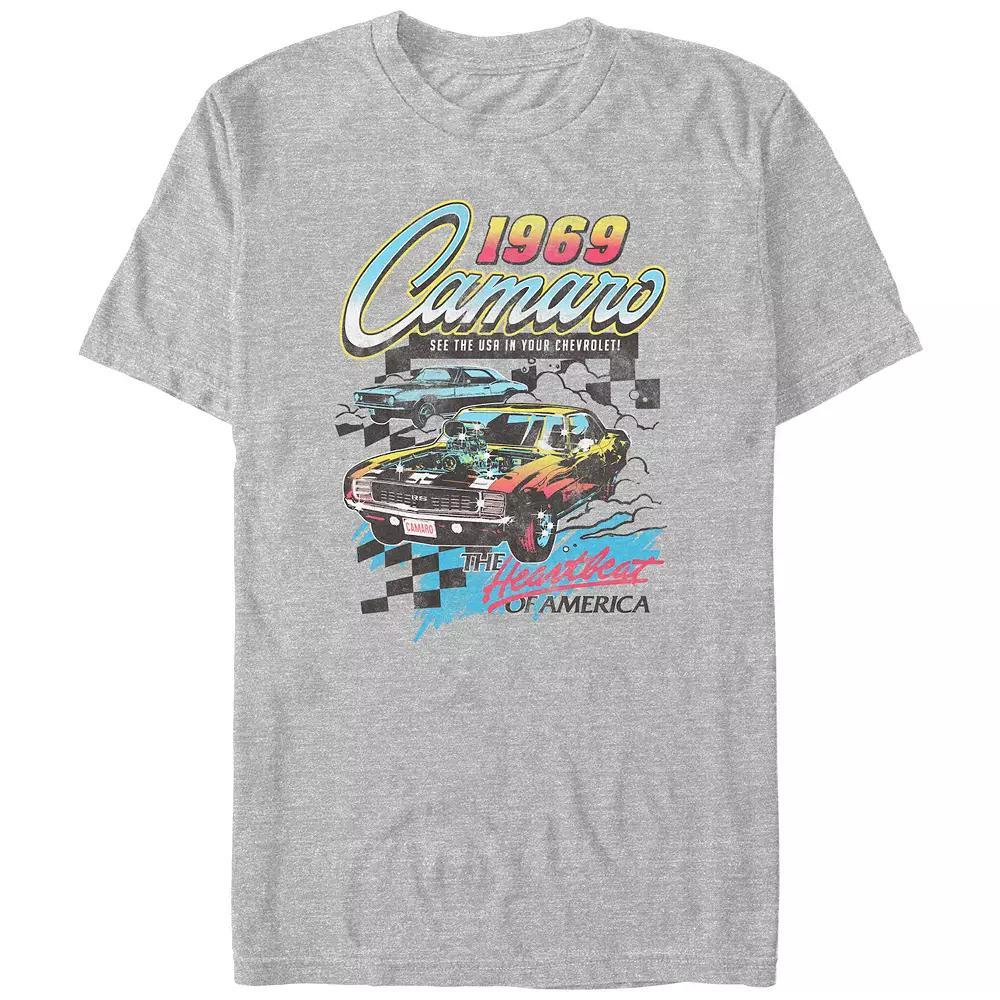 Men's Chevrolet Camaro 1969 The Heartbeat Of America Graphic Tee, Size: Medium, Athletic Grey Product Image