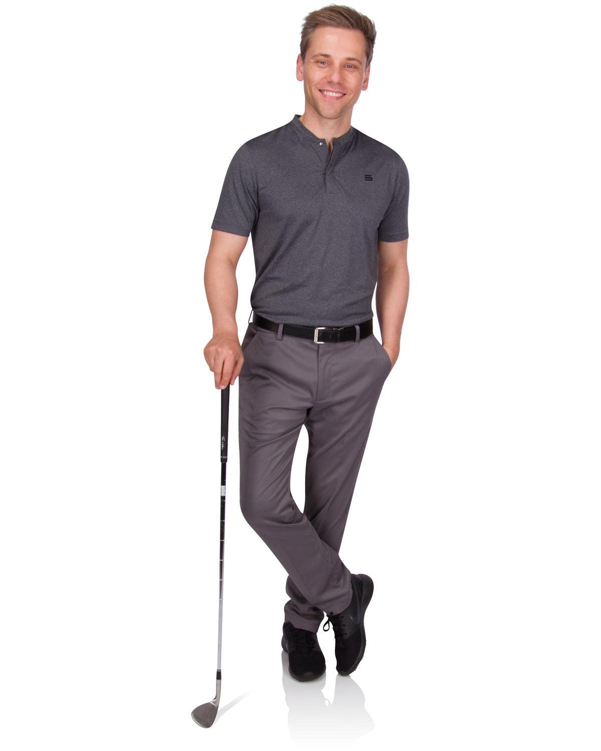 Three Sixty Six Men's Thin-Striped Collarless Golf Polos Product Image