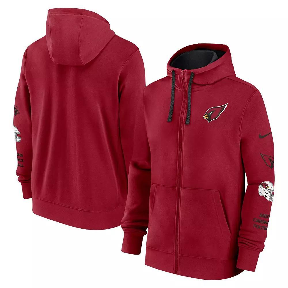 Men's Nike Cardinal Arizona Cardinals Club Full-Zip Hoodie Jacket, Size: Large, Red Product Image