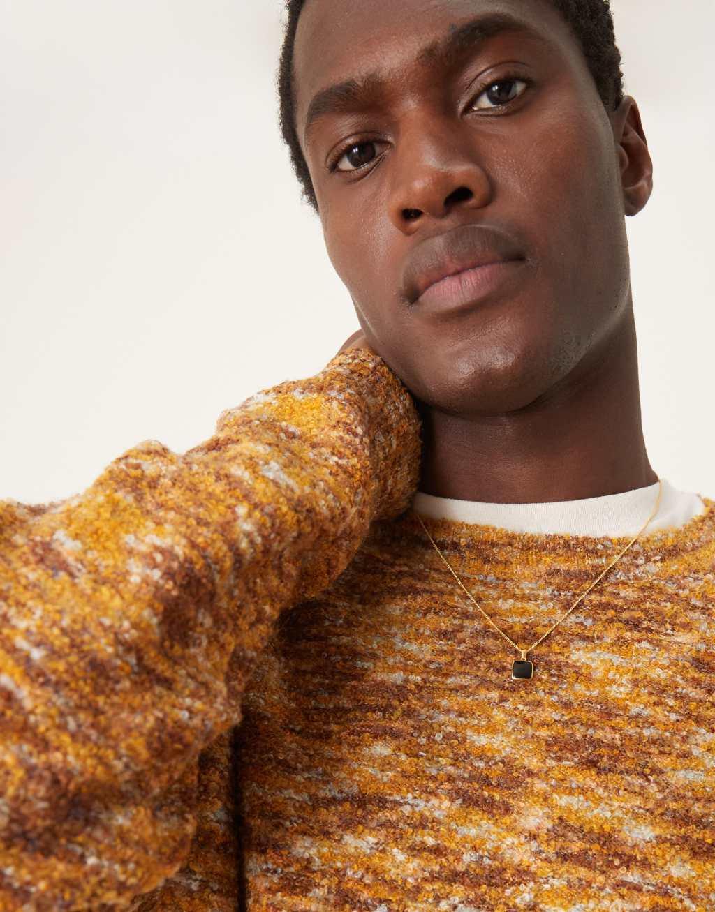 ASOS DESIGN relaxed knit crew neck sweater in tan space dye Product Image