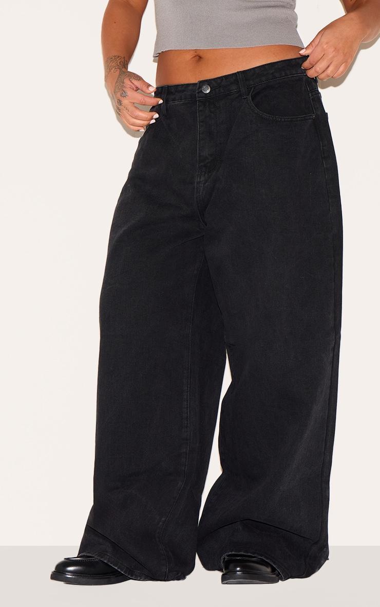 Plus Black High Waist Faded Boyfriend Jeans Product Image