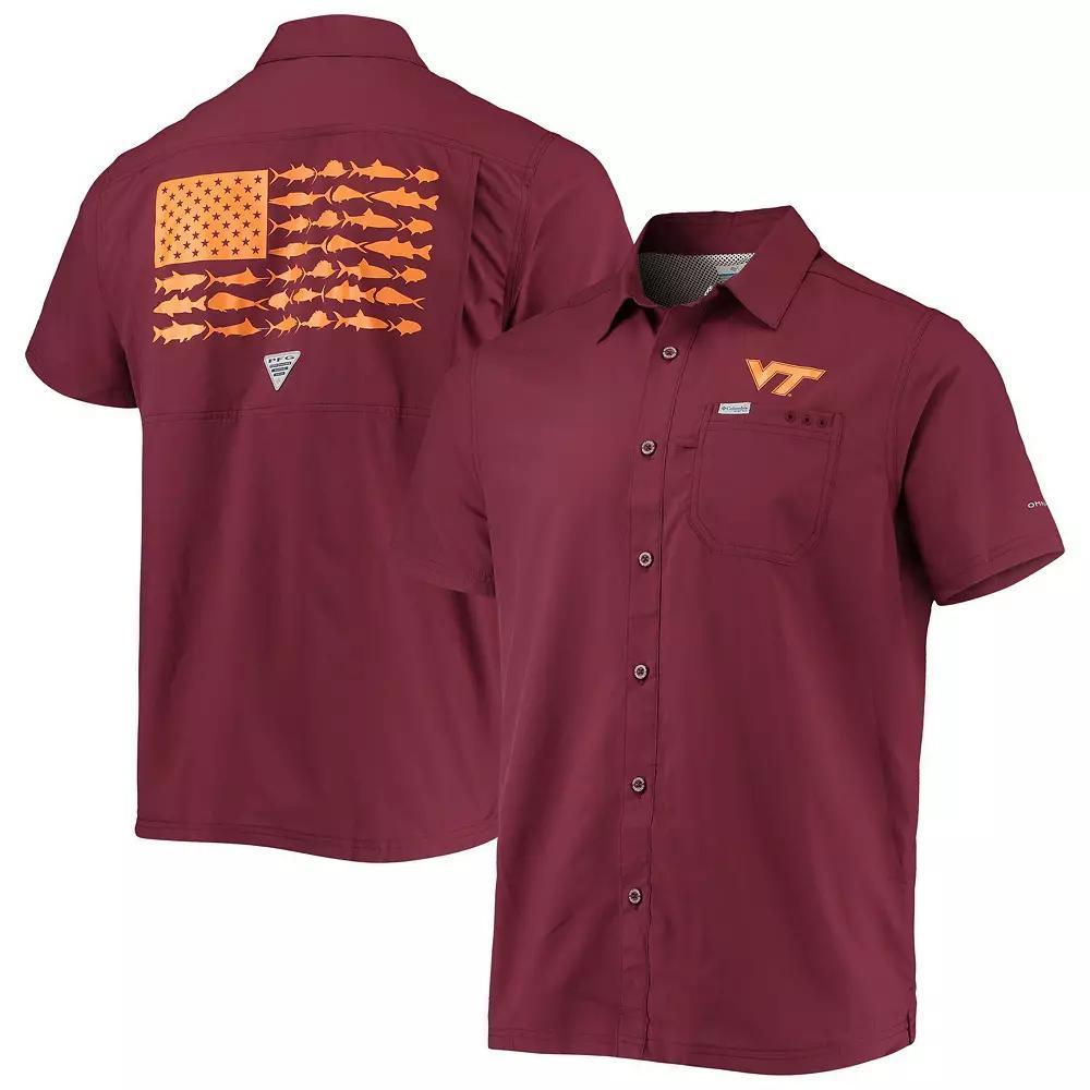 Columbia Mens Collegiate PFG Slack Tide Camp Shirt - Virginia Tech- Product Image