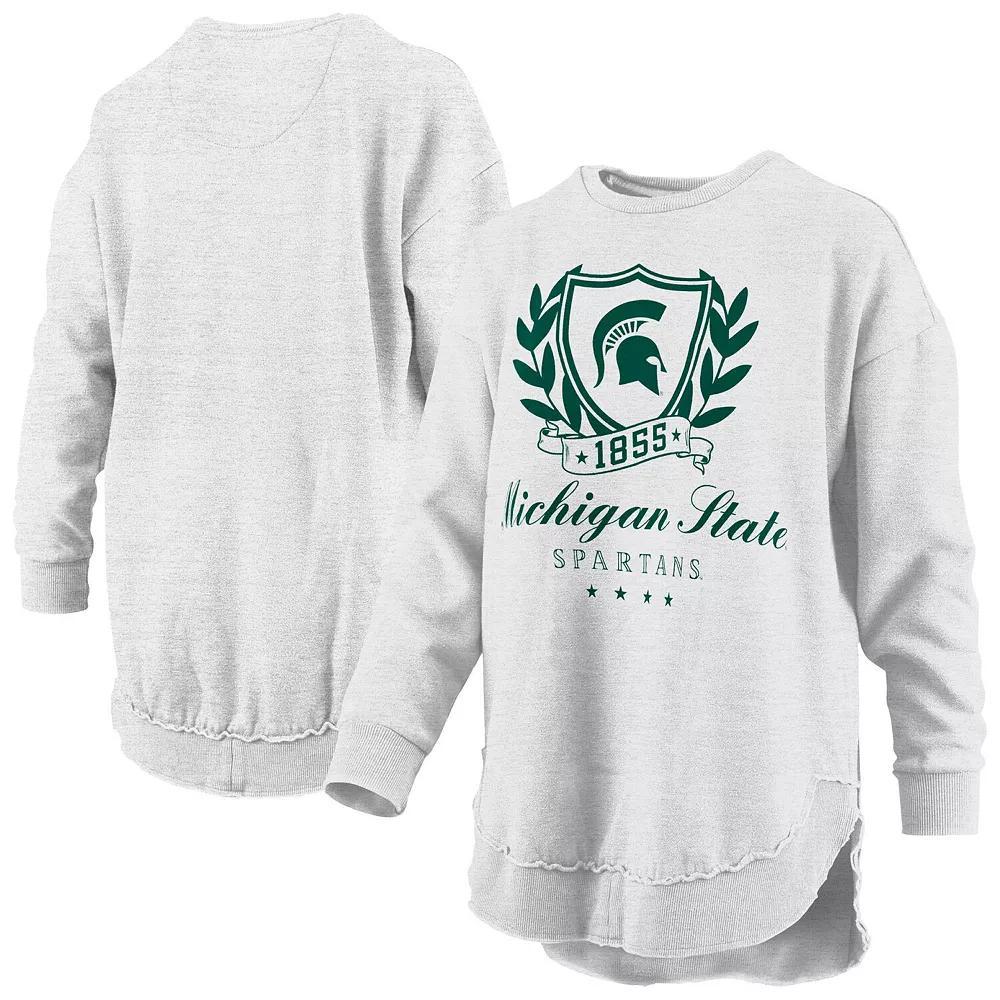 Womens Pressbox Heather Gray Michigan State Spartans Field Day Melange Poncho Pullover Sweatshirt Product Image