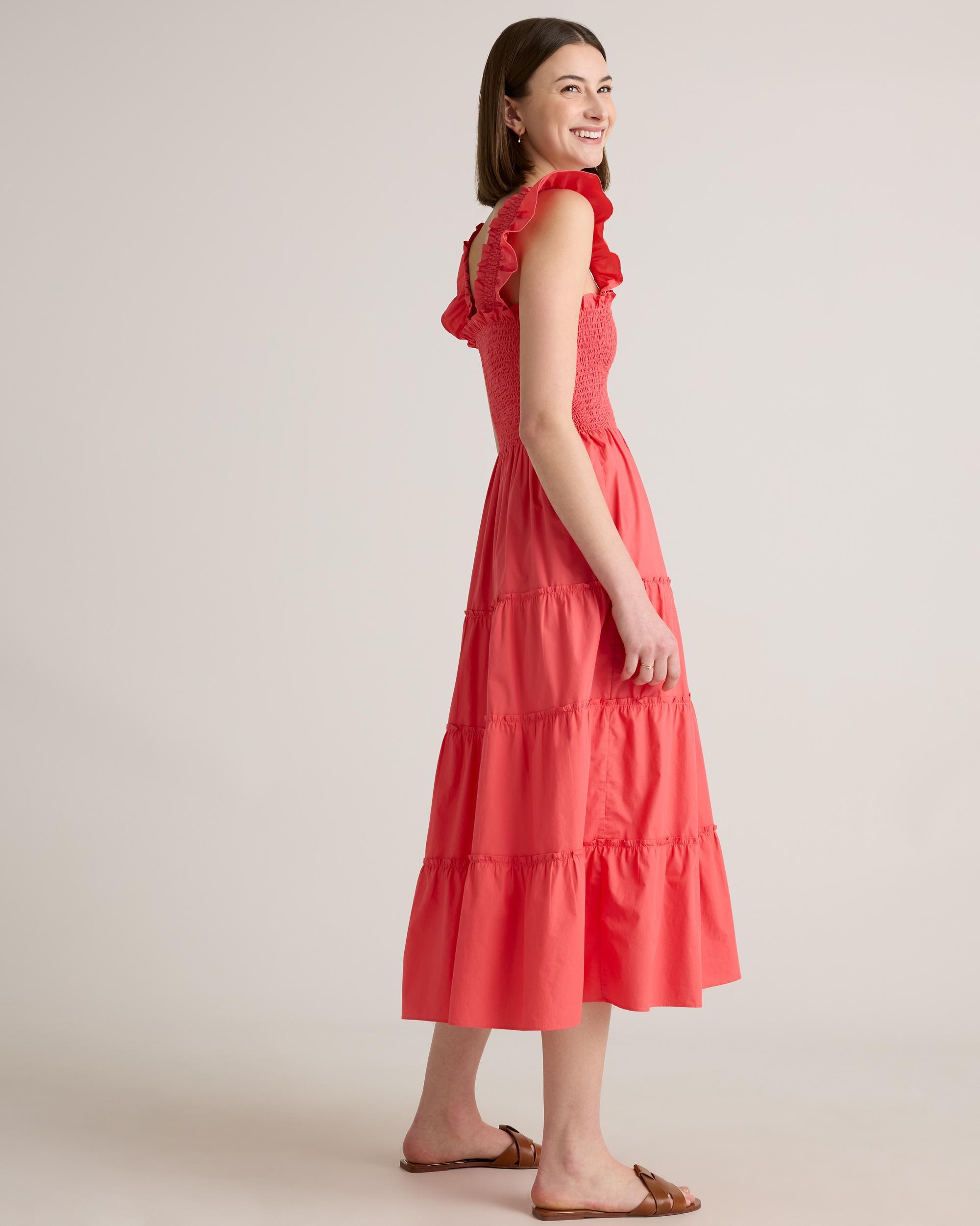 100% Organic Cotton Smocked Midi Dress Product Image