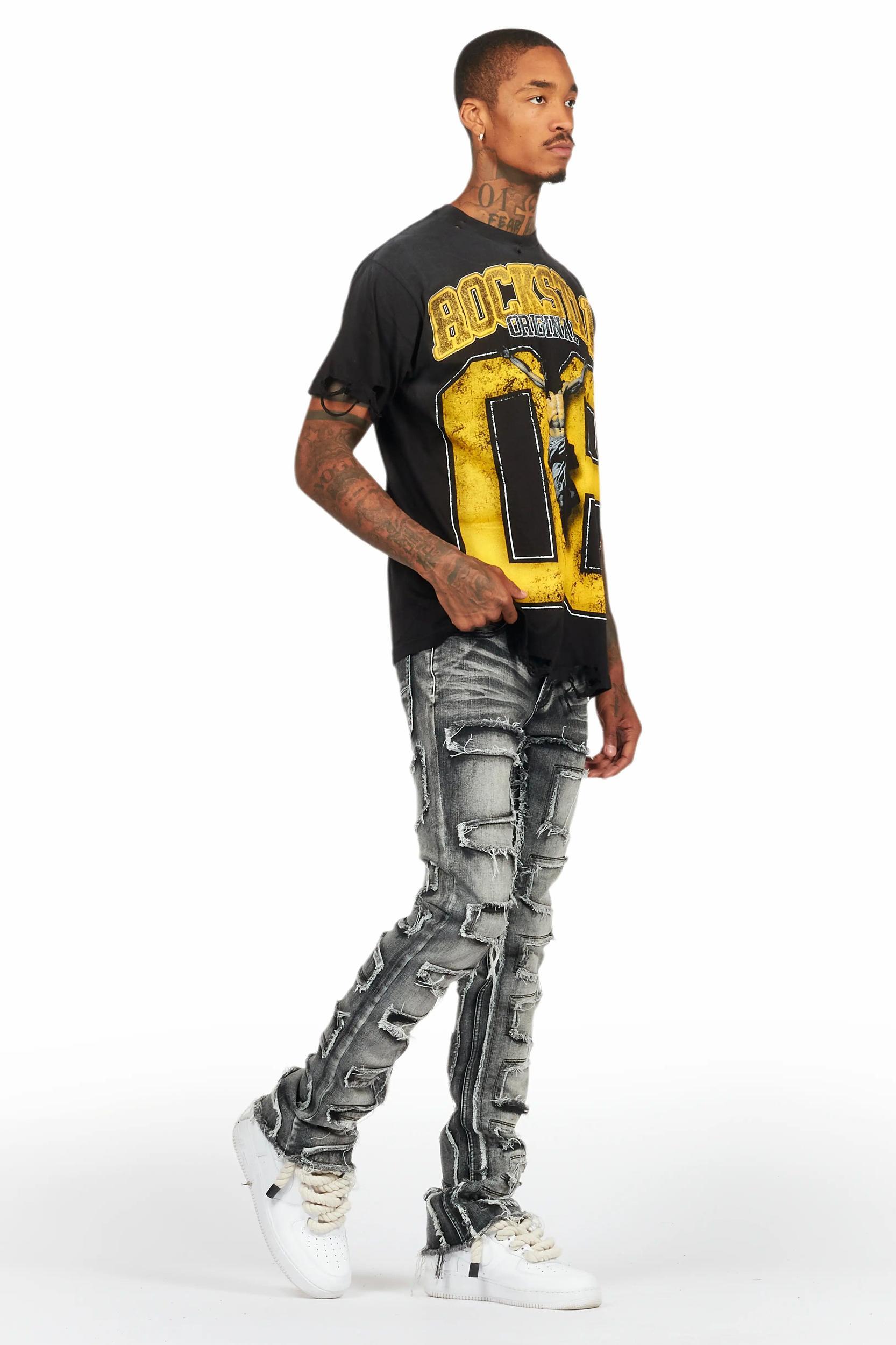 Fields Black/Yellow Oversized Graphic T-Shirt Male Product Image