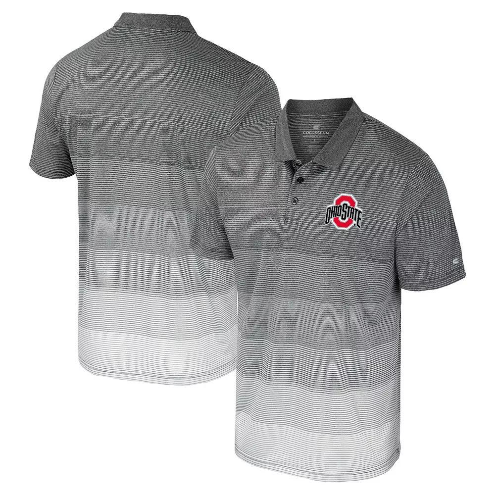 Men's Colosseum Gray Ohio State Buckeyes Striped Mesh Polo, Size: Medium, Grey Product Image
