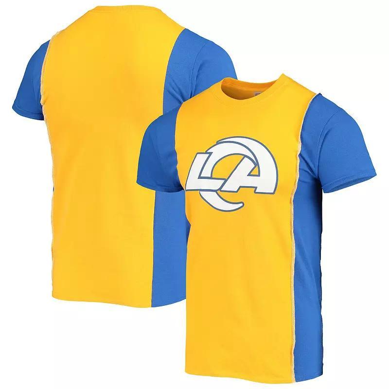 Men's Refried Apparel Gold/Royal Los Angeles Rams Sustainable Upcycled Split T-Shirt, Size: Small Product Image