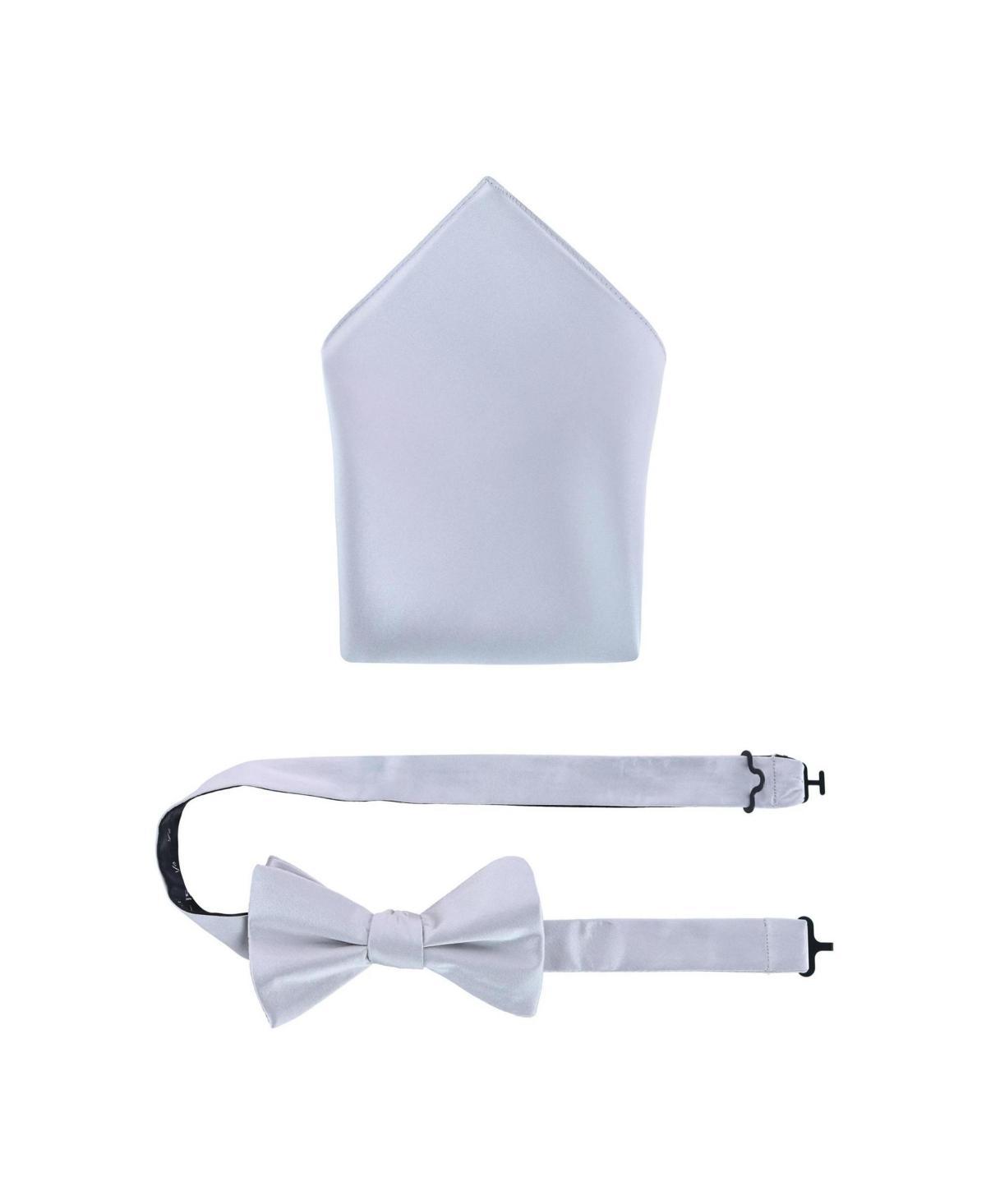 Trafalgar Mens Sutton Solid Color Silk Bowtie and Pocket Square Combo Product Image
