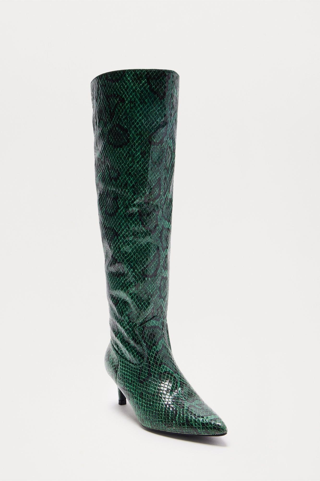 Venezia Knee High Boots - Green/combo Product Image