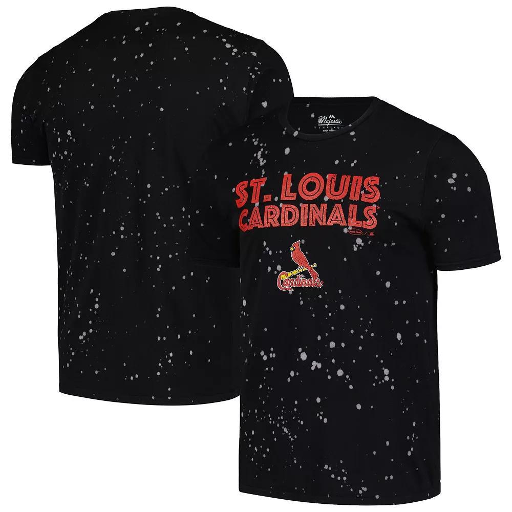 Men's Majestic Threads Black/White St. Louis Cardinals Splatter T-Shirt, Size: Medium Product Image