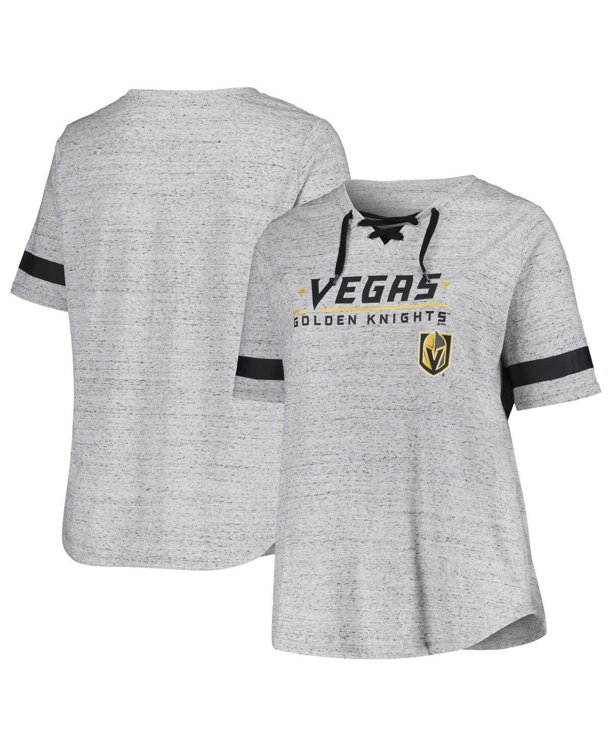 Women's Fanatics Heather Gray Vegas Golden Knights Plus Size Lace-Up  T-Shirt, Size: 4XL, Lvk Grey Product Image