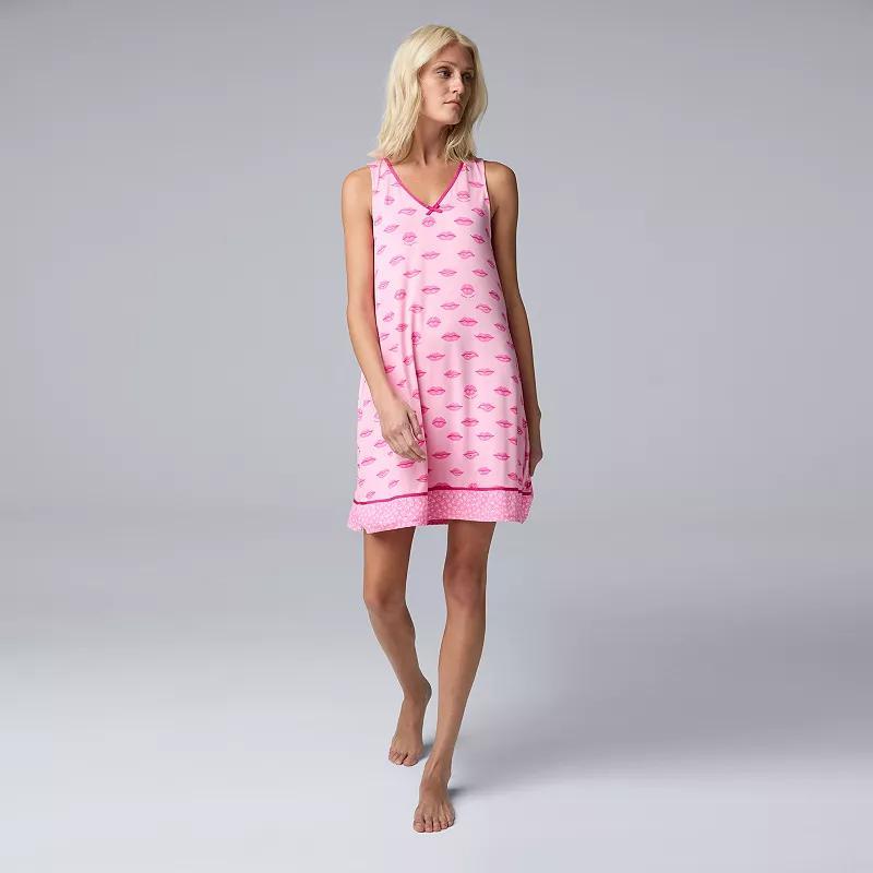 Women's Simply Vera Vera Wang Chemise, Size: Small, Red Ditsy Product Image