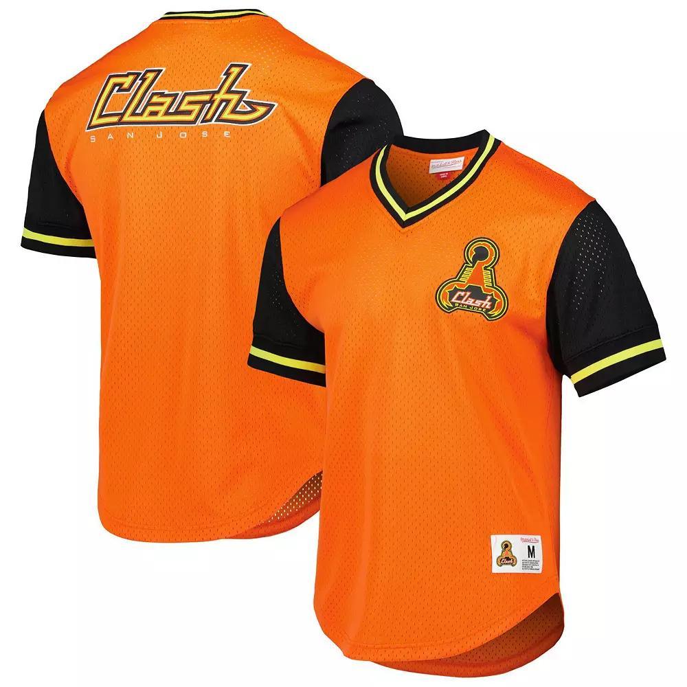 Men's Mitchell & Ness Orange San Jose Earthquakes Mesh V-Neck T-Shirt, Size: Medium, Sje Orange Product Image