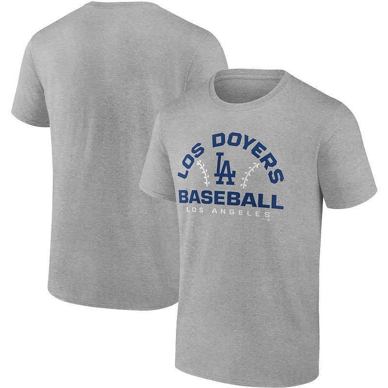 Men's Fanatics Branded Heathered Gray Los Angeles Dodgers Iconic Go for Two T-Shirt, Size: Medium, Grey Product Image