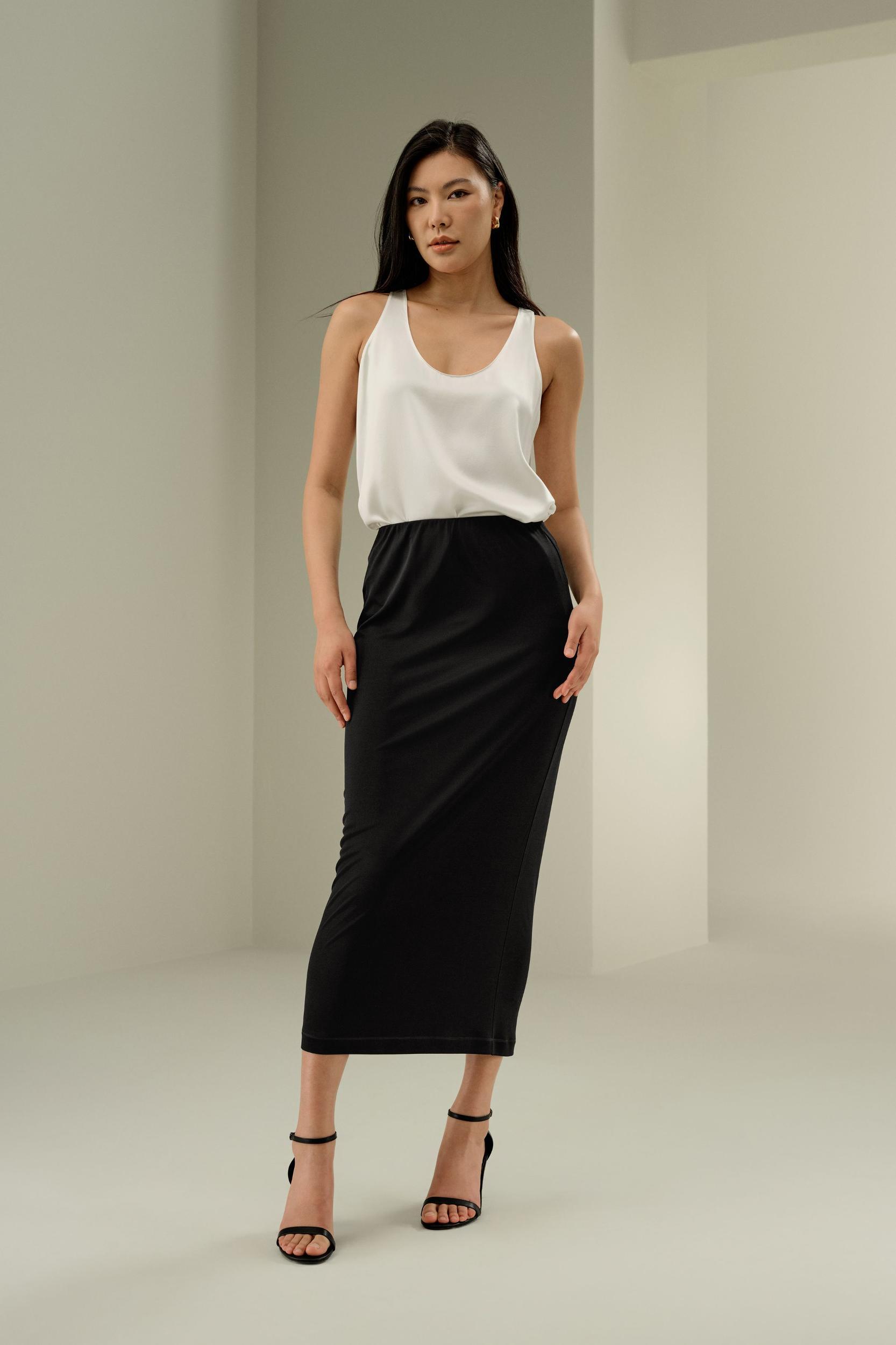 Elegant Silk Midi Skirt Product Image