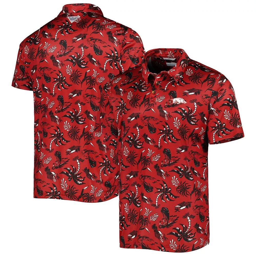 Men's Columbia Cardinal Arkansas Razorbacks Super Terminal Tackle Omni-Shade Polo, Size: Large, Red Product Image
