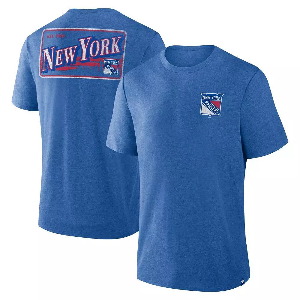 Men's Fanatics Heather Blue New York Rangers Fan Lanes Tri-Blend T-Shirt, Size: 3XL, Ran Team Product Image