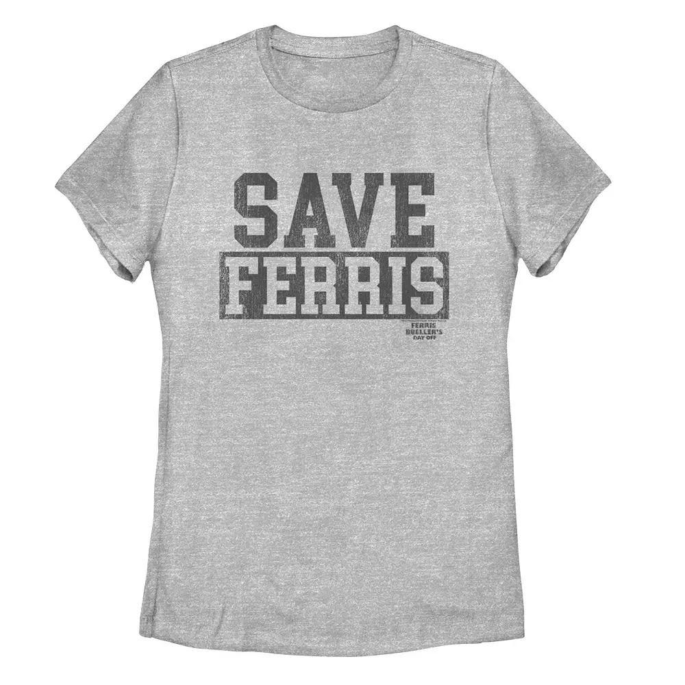 Juniors' Paramount "Save Ferris" Black Text Tee, Girl's, Size: XXL, Athletic Grey Product Image