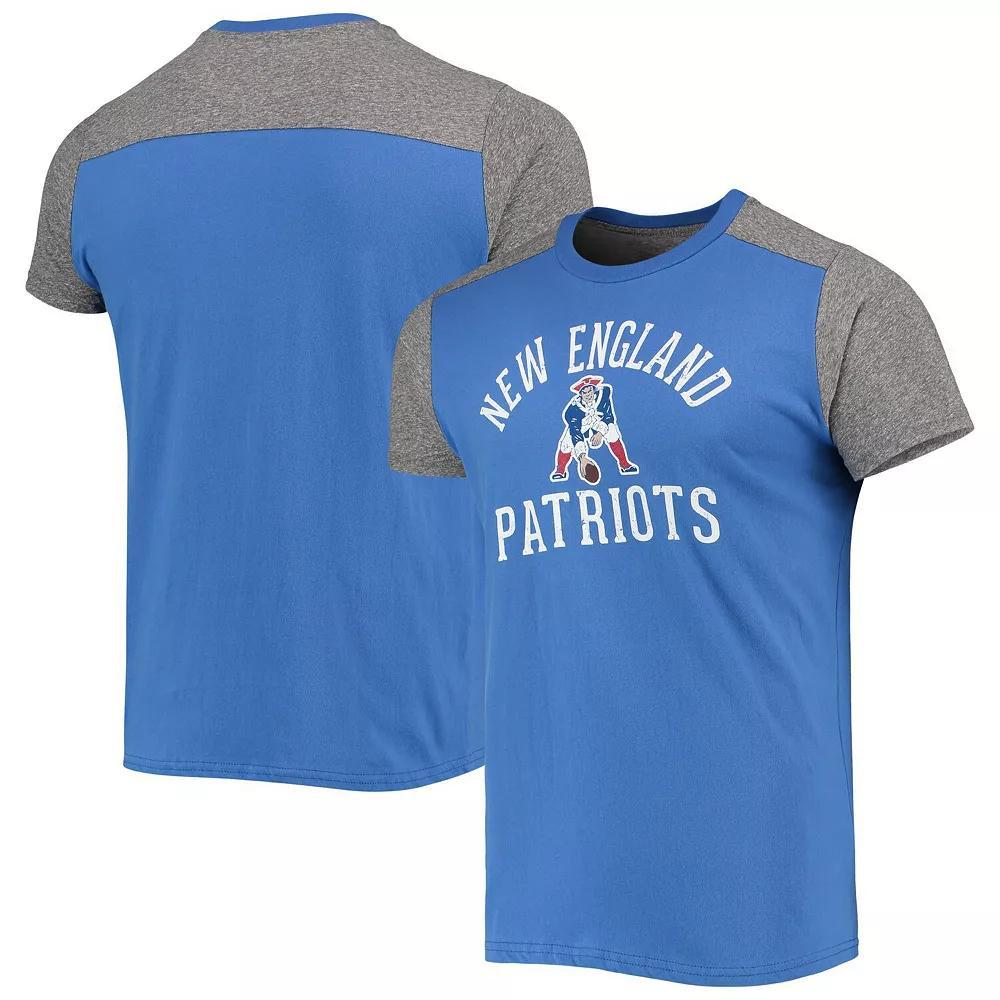 Men's Majestic Threads Royal/Heathered Gray New England Patriots Gridiron Classics Field Goal Slub T-Shirt, Size: Medium, Blue Product Image