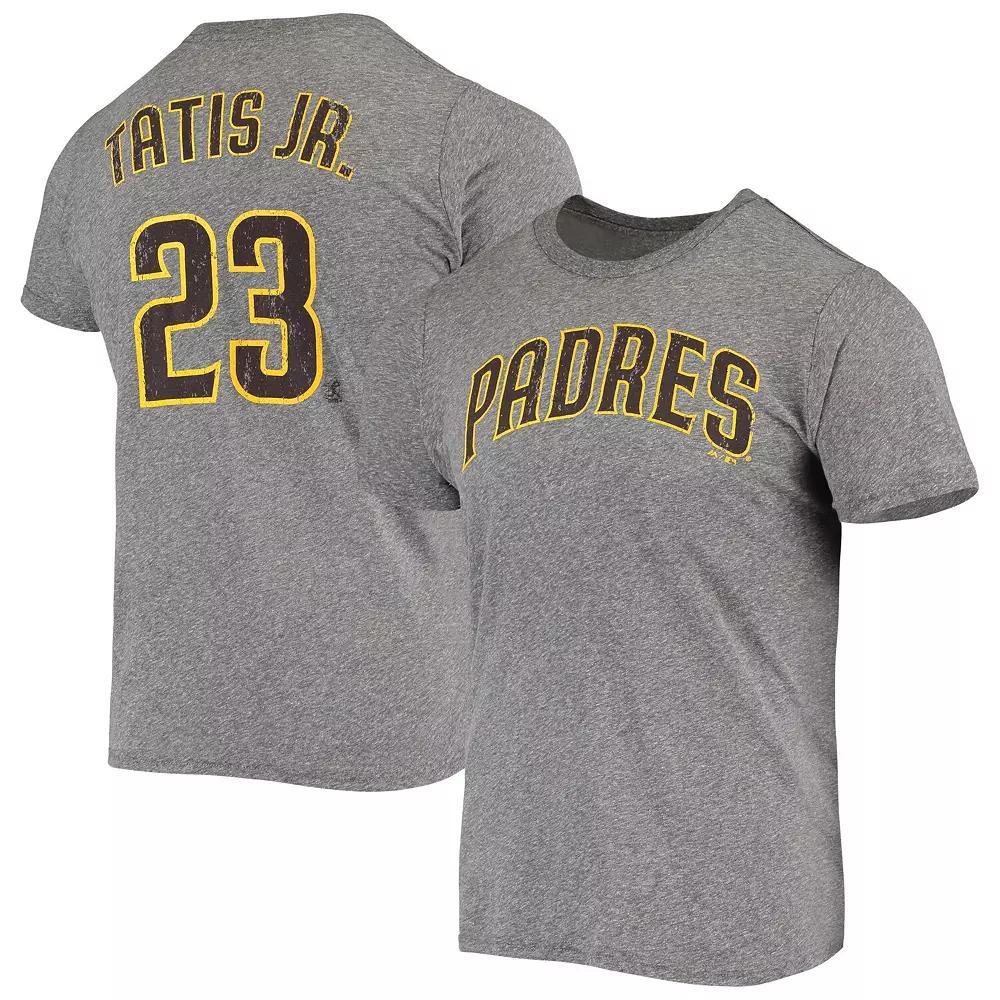 Men's Majestic Threads Fernando Tatis Jr. Heathered Gray San Diego Padres Name & Number Tri-Blend T-Shirt, Size: 2XL, Grey Product Image