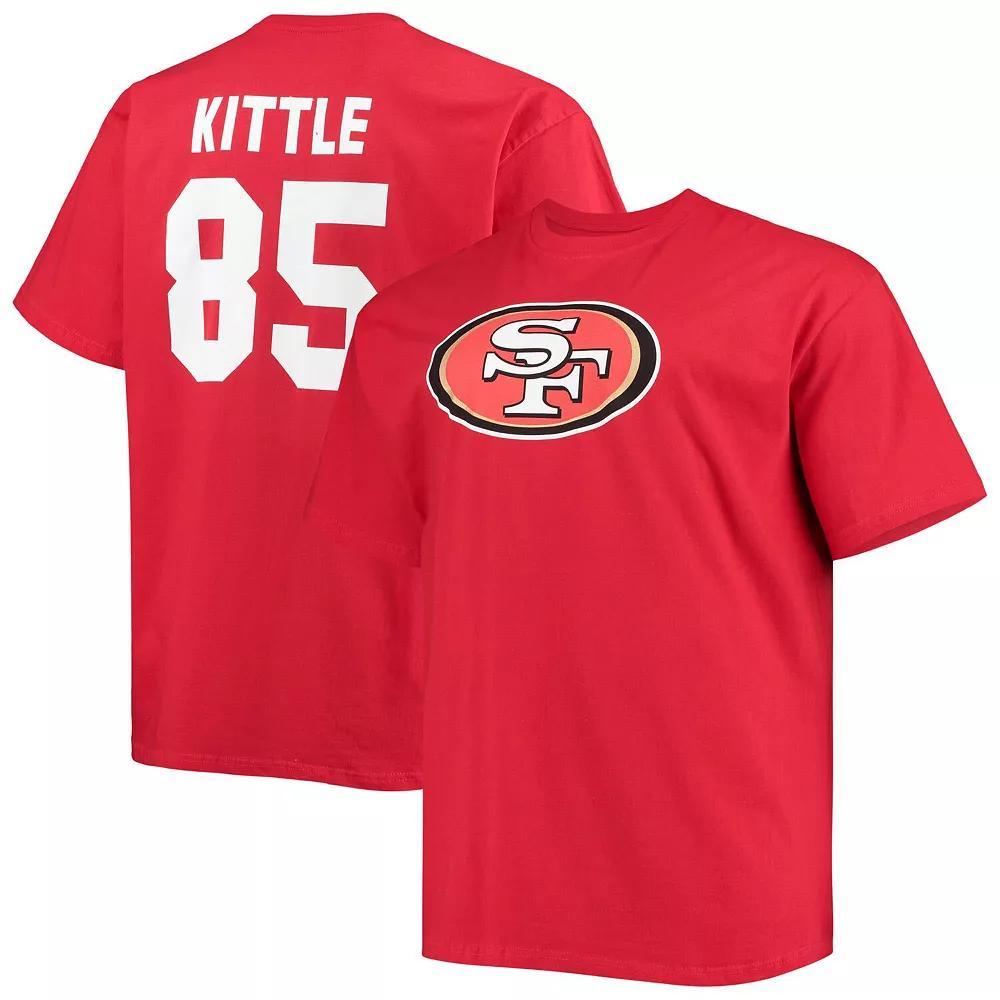 Men's Fanatics Branded George Kittle Scarlet San Francisco 49ers Big & Tall Player Name & Number T-Shirt, Size: 4XB, Red Product Image