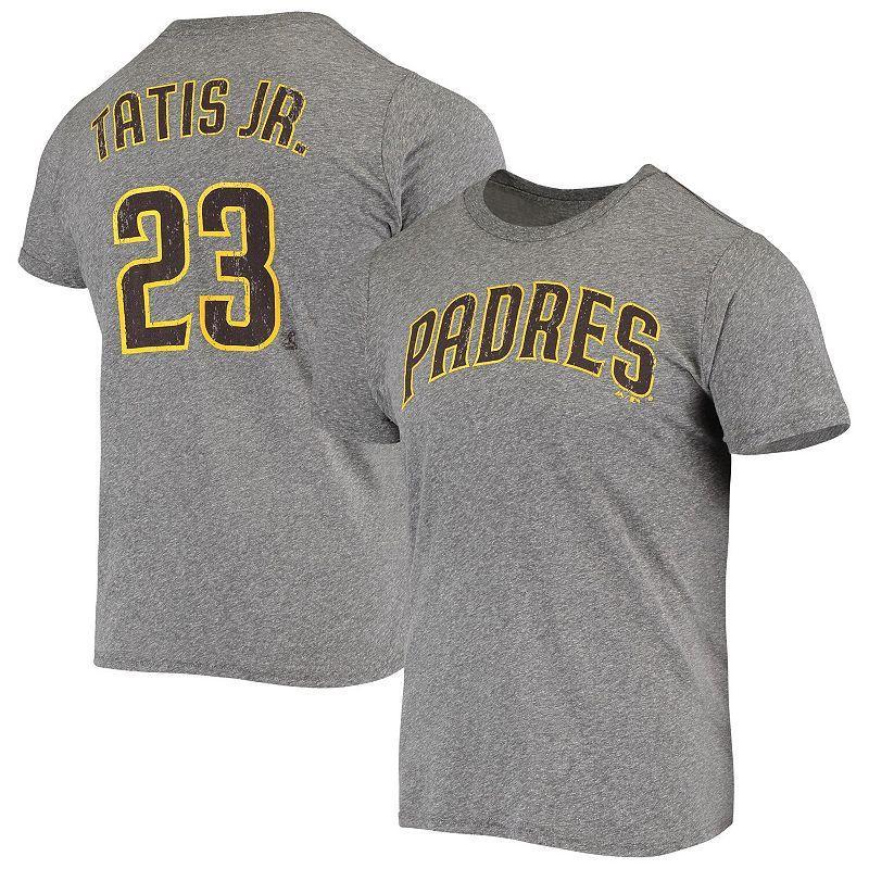 Men's Majestic Threads Fernando Tatis Jr. Heathered Gray San Diego Padres Name & Number Tri-Blend T-Shirt, Size: 2XL, Grey Product Image